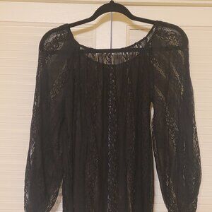 Long Sleeve Cover Up Blous in Blk. Same Day Shipping.